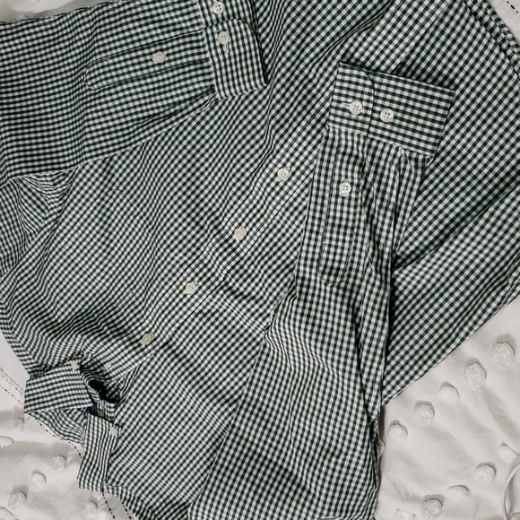 Brooks Brothers Tops - Brooks brothers fleece women's green/white checkered button down long sleeve med